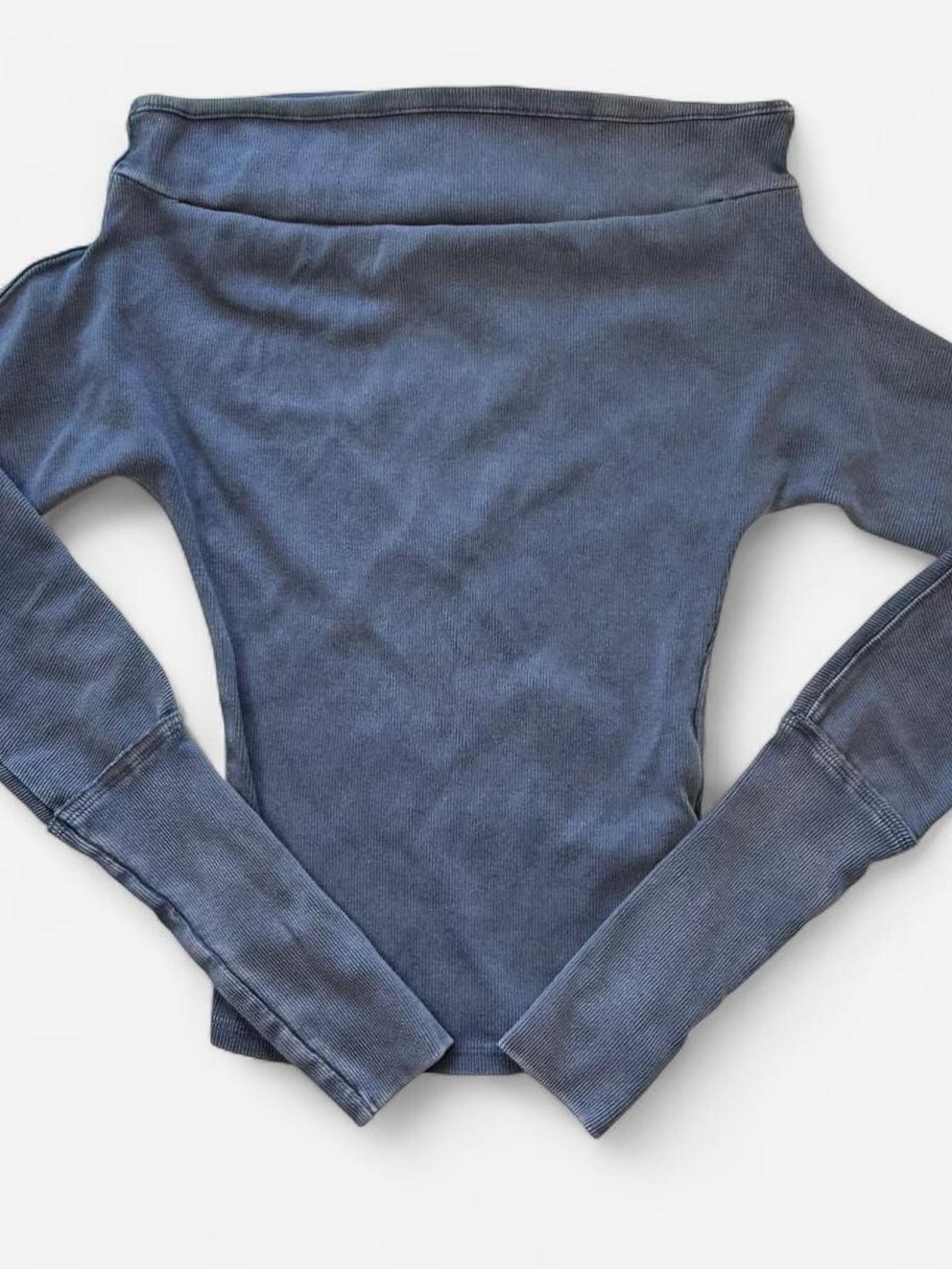 Free People We The Free GiGi Off Shoulder Ribbed Top Washed Gray